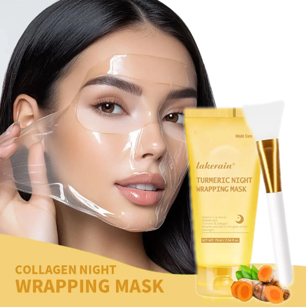 Collagen Peel Off Facial Mask Overnight Wrapping Pack Elasticity Hydration Care Reduces Sagging Dullness Hydrolyzed Collagen For