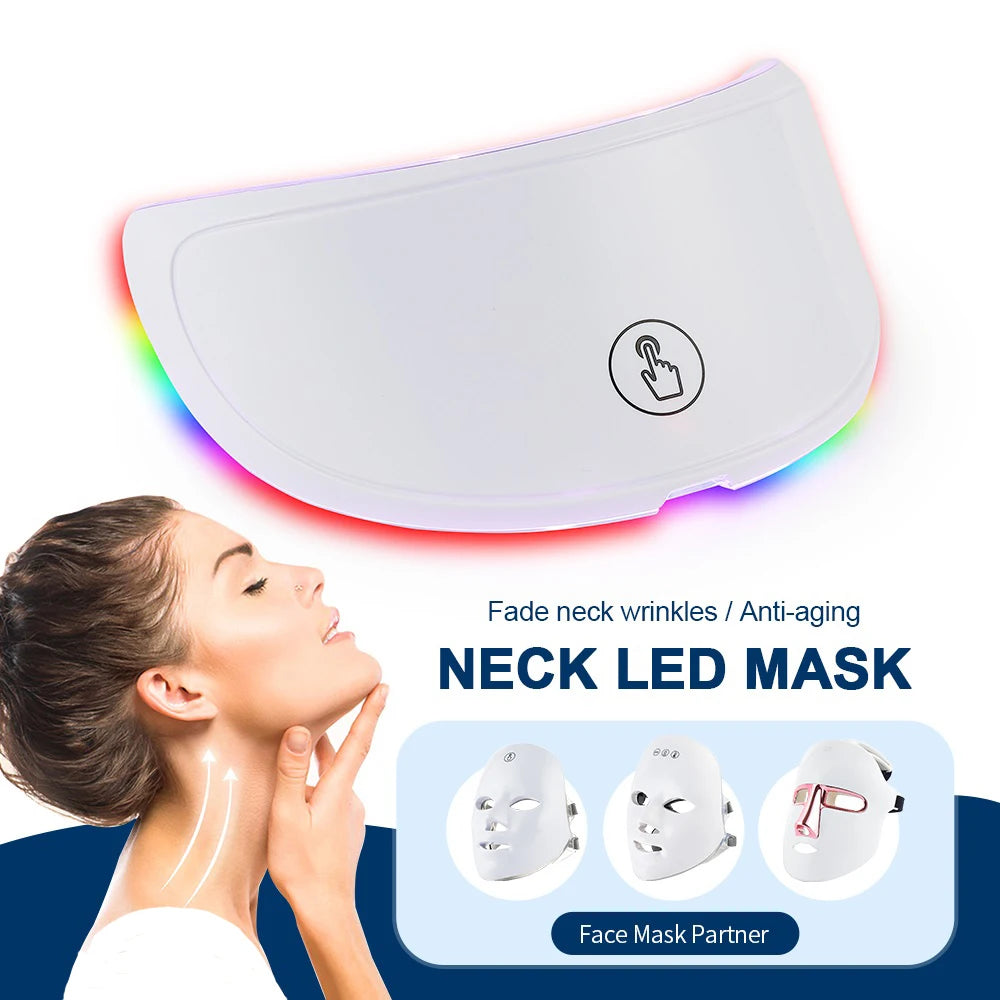 Wireless 7 Colors LED Face Beauty Machine Photon Facial Neck Skin Tighten Rejuvenation Facial Neck Mask